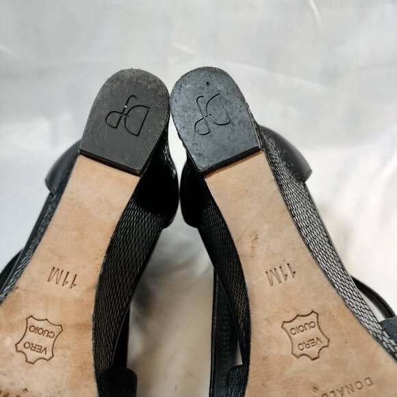 Donald J. Pilner Jemi Black Wedge Heel Criss Cross Sandals Pumps Heels sz 7.5M - Picture 8 of 8
